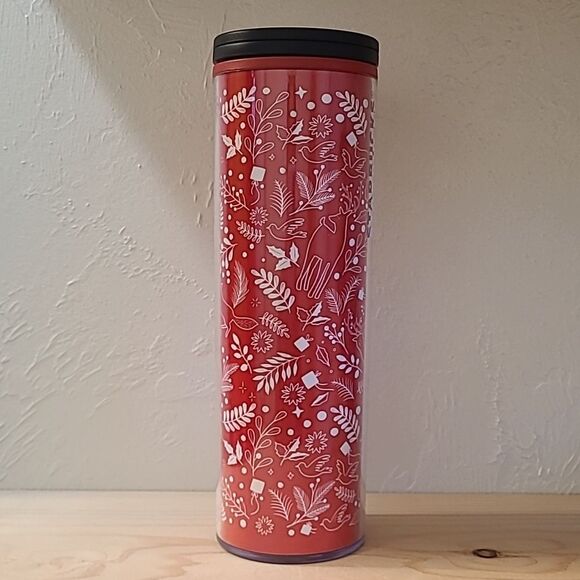 Starbucks 16 oz Red White Holiday Plants & Animals Twist Cap Insulated Tumbler - Picture 4 of 9